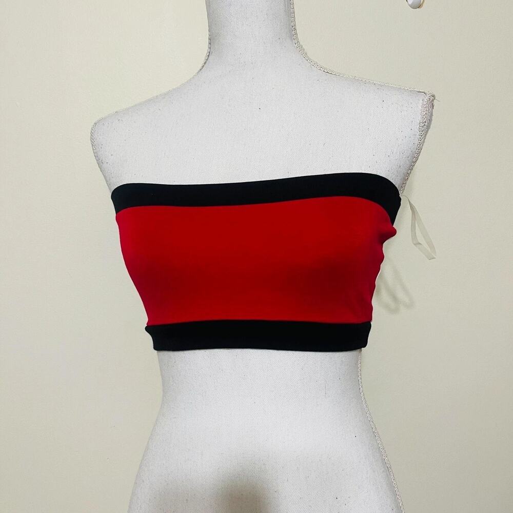 Black Bead Women's Strapless Soft Bandeau Tube Top Bra Red White Black Small